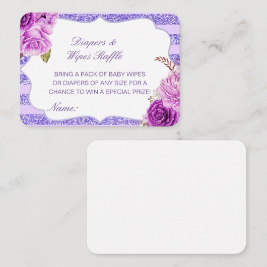 編集可能おむつ、ラッフルベビーシャワー付き添え物を拭く エンクロージャーカード (正面/裏面)