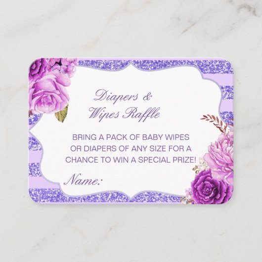 編集可能おむつ、ラッフルベビーシャワー付き添え物を拭く エンクロージャーカード (正面)