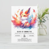 編集可能おもしろいキツネ誕生日 招待状 (スタンド正面)