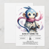 編集可能おもしろいモンキー誕生日 招待状 (正面/裏面)