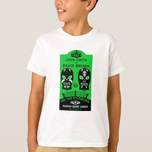 編集可能おもしろいレスリングコンテスト Tシャツ (正面)
