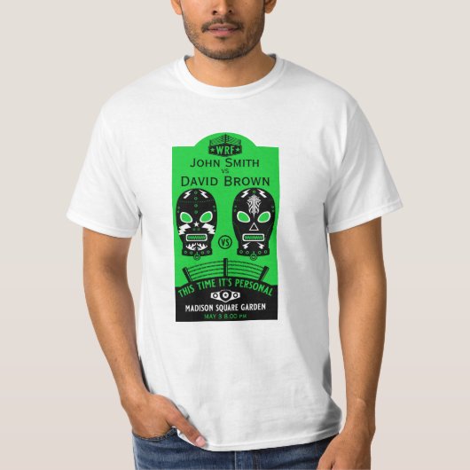 編集可能おもしろいレスリングコンテスト Tシャツ (正面)