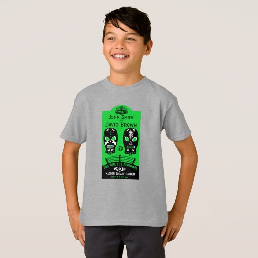 編集可能おもしろいレスリングコンテスト Tシャツ (正面フル)