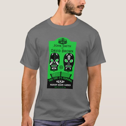 編集可能おもしろいレスリングコンテスト Tシャツ (正面)