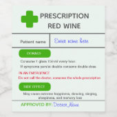編集可能おもしろい処方箋ワインラベルテンプレート ワインラベル (シングルラベル)