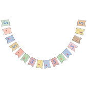 編集可能おもしろい子供の誕生日パステルカイトバルーン バンティングフラッグ (全)