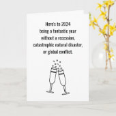 編集可能おもしろい2024年新年賀状 カード (黄色い花)