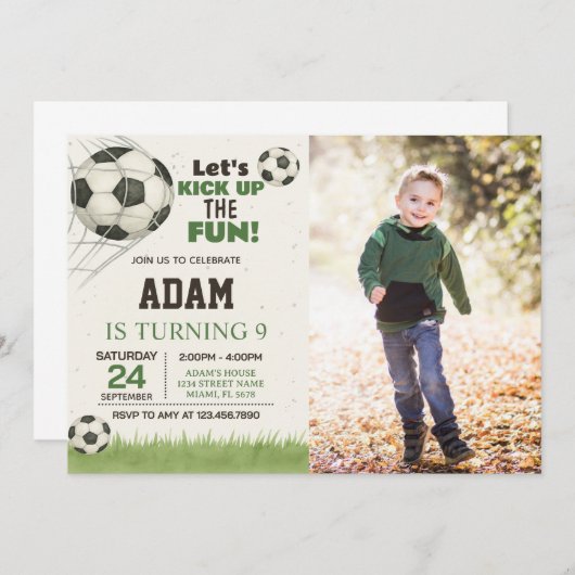 編集可能および印刷可能なスポーツパーティー招待状 子供へ 招待状 (正面/裏面)