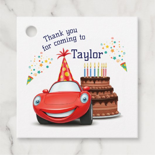 編集可能および印刷可能なデザイン車をテーマにした フェイバータグ (正面)