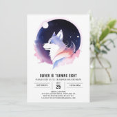 編集可能お洒落かわいい狼誕生日 招待状 (スタンド正面)