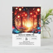 編集可能お洒落ウッドランドデジタル誕生日 招待状 (スタンド正面)