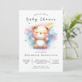 編集可能お洒落クマ赤ちゃんシャワー 招待状 (スタンド正面)