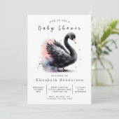 編集可能お洒落スワン赤ちゃんシャワー 招待状 (スタンド正面)