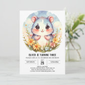 編集可能お洒落ハムスター誕生日 招待状 (スタンド正面)