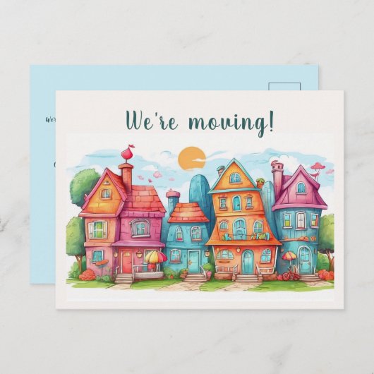 編集可能お洒落住宅移動案内 ポストカード (正面/裏面)