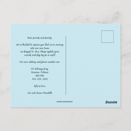 編集可能お洒落住宅移動案内 ポストカード (裏面)