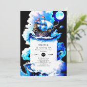 編集可能お洒落海賊版誕生日 招待状 (スタンド正面)