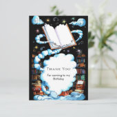 編集可能お洒落魔法ストーリーブック誕生日 サンキューカード (スタンド正面)