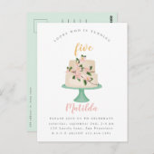 編集可能お誕生日ケーキパーティの招待状 ポストカード (正面/裏面)