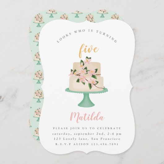 編集可能お誕生日ケーキパーティの招待状 招待状 (正面/裏面)