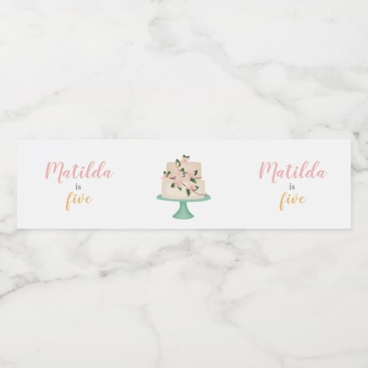 編集可能お誕生日ケーキパーティー ペットボトルラベル (シングルラベル)