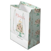 編集可能お誕生日ケーキパーティー ミディアムペーパーバッグ (正面アングル)