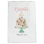 編集可能お誕生日ケーキパーティー ミディアムペーパーバッグ (裏面)