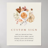 編集可能かぼちゃスパイスベビーシャワーサインテンプレート ポスター (正面)