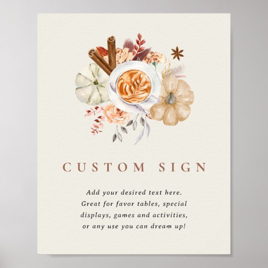 編集可能かぼちゃスパイスベビーシャワーサインテンプレート ポスター (正面)