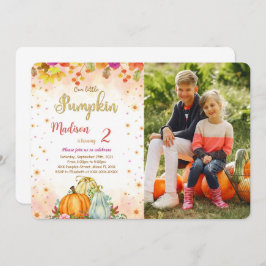 編集可能かぼちゃ誕生日フォト招待状 招待状
