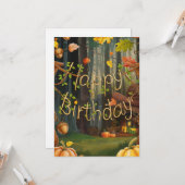 編集可能かわいらしコージー秋秋ハッピーバースデー カード (正面/裏面インサイチュ)