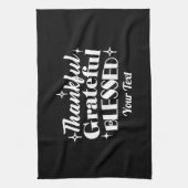 編集可能きらめく感謝祭引用文デザイン キッチンタオル (縦)