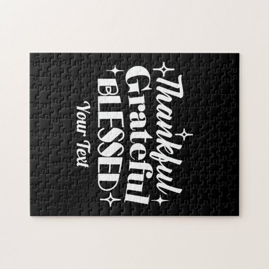 編集可能きらめく感謝祭引用文デザイン ジグソーパズル (横)