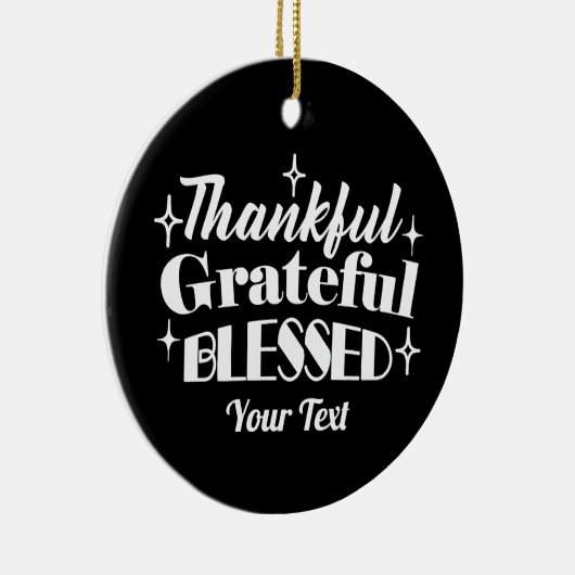 編集可能きらめく感謝祭引用文デザイン セラミックオーナメント (右)