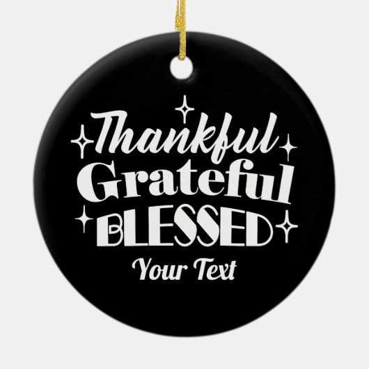 編集可能きらめく感謝祭引用文デザイン セラミックオーナメント (裏面)