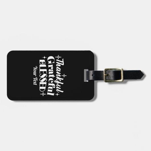 編集可能きらめく感謝祭引用文デザイン ラゲッジタグ (正面横)