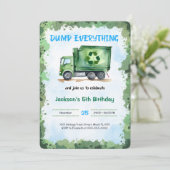 編集可能ごみトラック誕生日パーティー 招待状 (スタンド正面)