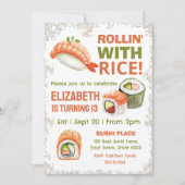 編集可能すし誕生日パーティーへの招待 招待状 (正面)