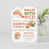 編集可能すし誕生日パーティーへの招待 招待状 (スタンド正面)