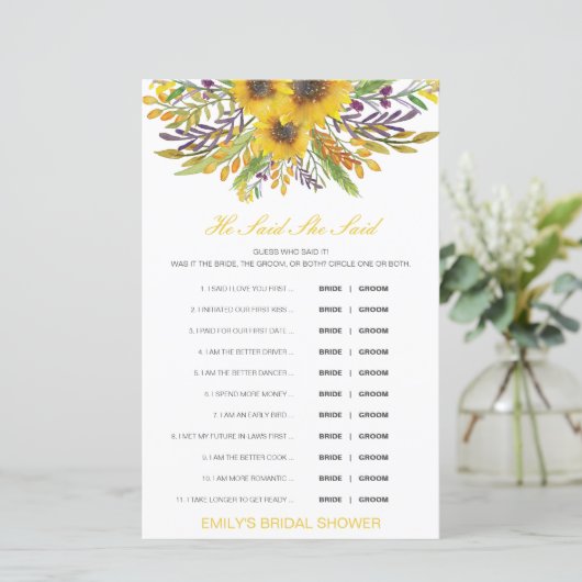 編集可能と彼は彼女が言ったウェディングシャワーゲーム (スタンド正面)