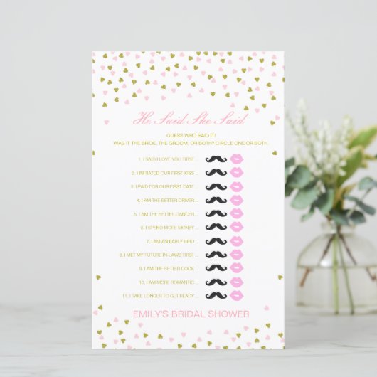 編集可能と彼は彼女が言ったウェディングシャワーゲーム (スタンド正面)