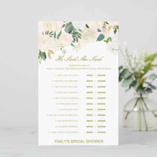 編集可能と彼は彼女が言ったウェディングシャワーゲーム (スタンド正面)