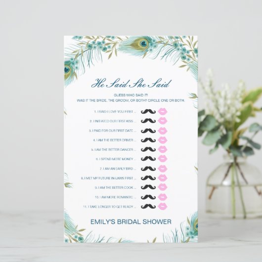 編集可能と彼は彼女が言ったウェディングシャワーゲーム (スタンド正面)