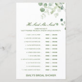 編集可能と彼は彼女が言ったウェディングシャワーゲーム (正面)