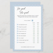 編集可能と彼は彼女はウェディングシャワーゲームを言った、 (正面/裏面)