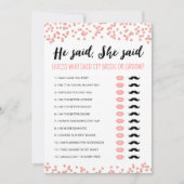 編集可能と彼は、彼女はブライダルシャワーゲームカードと言った 招待状 (正面)