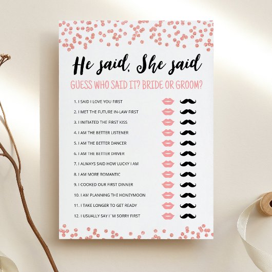 編集可能と彼は、彼女はブライダルシャワーゲームカードと言った 招待状