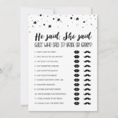 編集可能と彼は、彼女はブライダルシャワーゲームカードと言った 招待状 (正面)