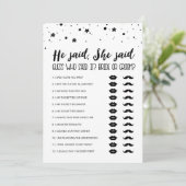 編集可能と彼は、彼女はブライダルシャワーゲームカードと言った 招待状 (スタンド正面)