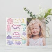 編集可能なお泊まり会の誕生日パーティー招待状 招待状 (スタンド正面)